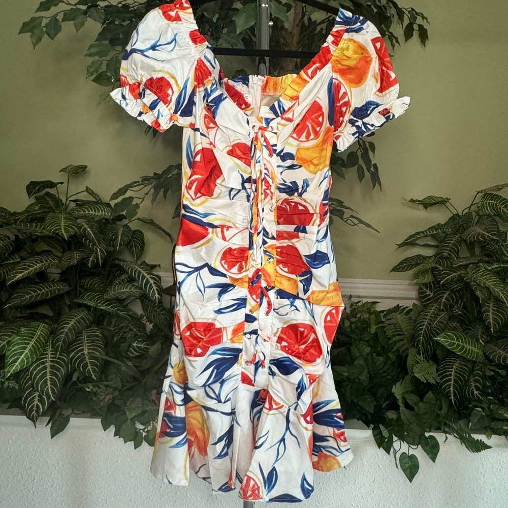 Floral Off-the-shoulder Lace up Mini Dress